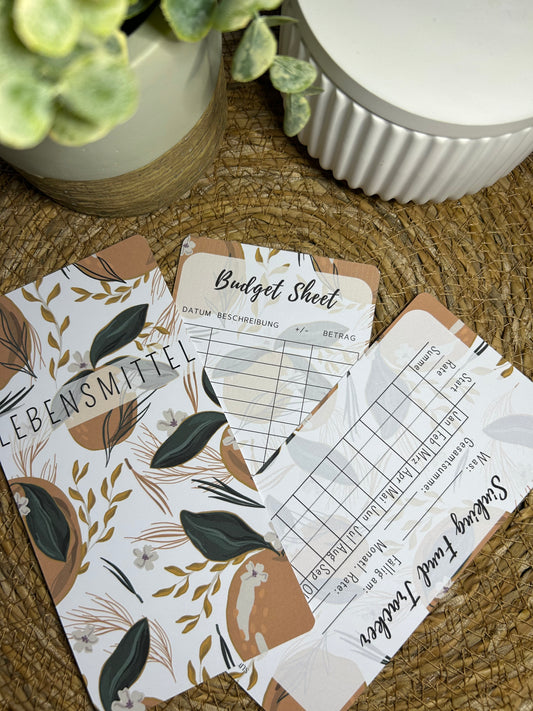 Set A6 für Budget Binder – Design 03 - (10 Dashboards + 10 Budget Sheets + 10 Sinking Fund Tracker)