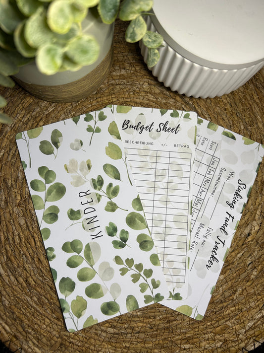 Set A6 für Budget Binder – Design 30 - (10 Dashboards + 10 Budget Sheets + 10 Sinking Fund Tracker)