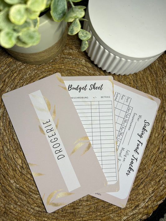 Set A6 für Budget Binder – Design 13 - (10 Dashboards + 10 Budget Sheets + 10 Sinking Fund Tracker)