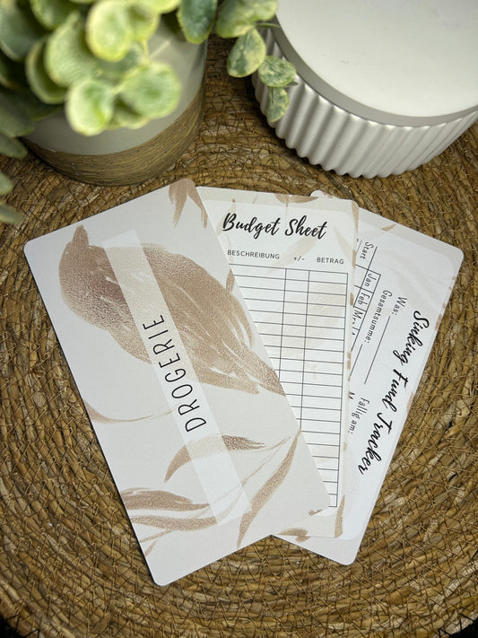 Set A6 für Budget Binder – Design 28 - (10 Dashboards + 10 Budget Sheets + 10 Sinking Fund Tracker)
